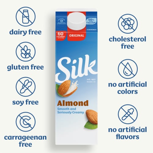Silk Dairy Free Original Almond Milk Quart Perspective: left