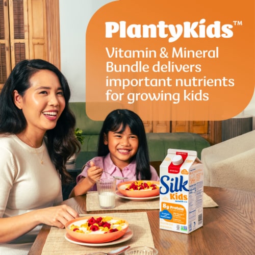 Silk Kids Oat Milk Blend, Original, Refrigerated, Dairy Free, Gluten Free, Vegan Perspective: left