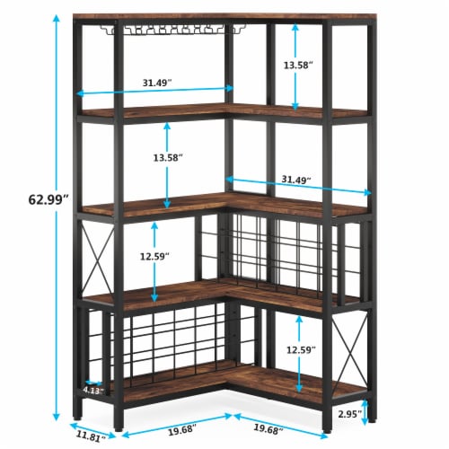 5-Tier Freestanding Corner Shelf Bookcase Open Storage Display Rack In Charcoal Gray P 2115
