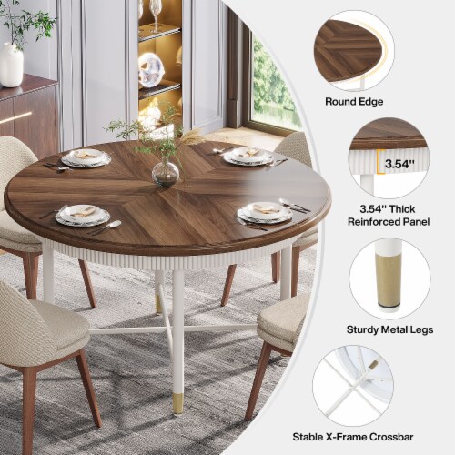 Tribesigns Round Dining Table 47 Kitchen Table with Solid Metal Frame for 4 6 Person 1 piece Fry s Food Stores