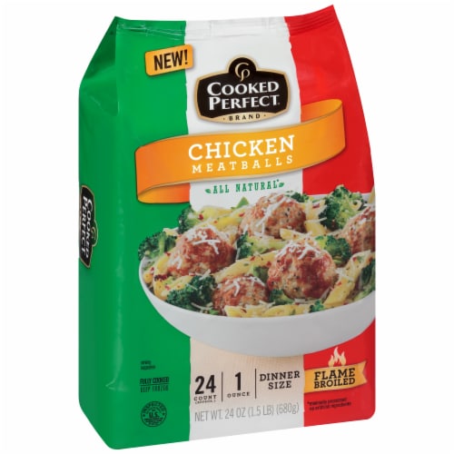 Cooked Perfect Chicken Meatballs Perspective: left