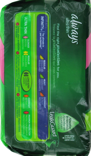 Always Ultra Thin Long Super Leak Guard Pad With Wings Perspective: left