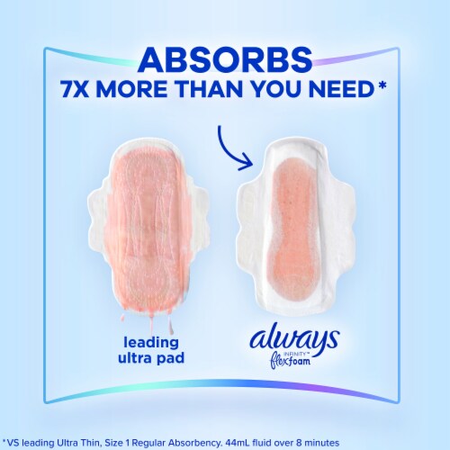 Always InFinity FlexFoam Pads with Wings Regular Flow Absorbency Size 1 Unscented Perspective: left