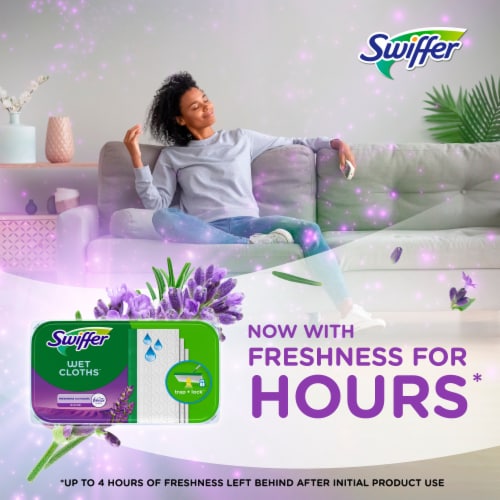 Swiffer Sweeper Febreze Freshness Lavender Vanilla & Comfort Wet Mopping Cloths Perspective: left