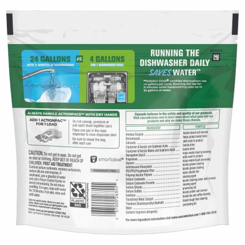 Cascade Free & Clear ActionPacs Lemon Essence Scent Dishwasher Detergent Perspective: left