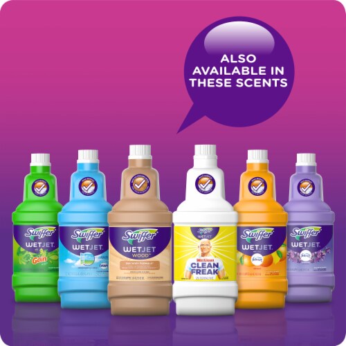 Swiffer WetJet Multi-Purpose Floor Cleaner Solution with Febreze Refill Perspective: left