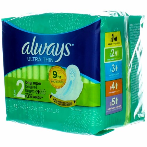 Always® Ultra Thin Size 2 Long Super Flexi-Wings™ Pads Perspective: left