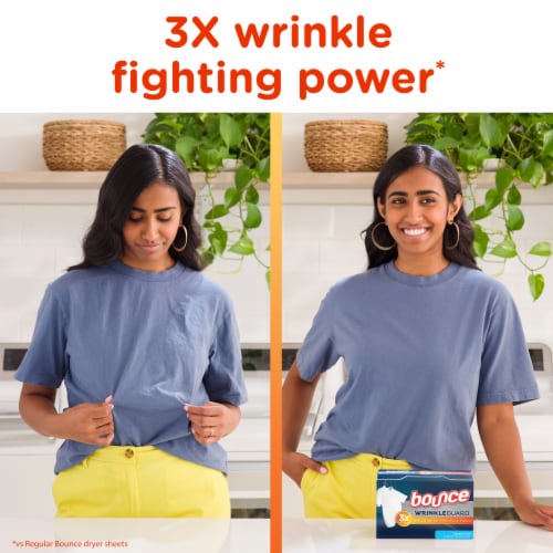 Bounce Wrinkle Guard Outdoor Fresh Mega Dryer Sheets Perspective: left