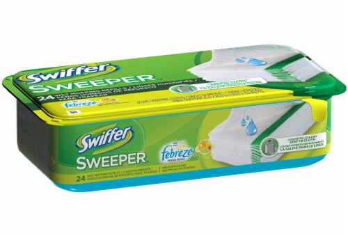 Swiffer Sweeper wiht Febreze Sweet Citrus & Zest Scented Wet Mopping Cloth Refills Perspective: left