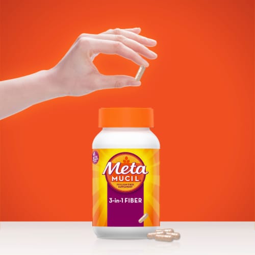 Metamucil Daily Fiber Capsules Perspective: left