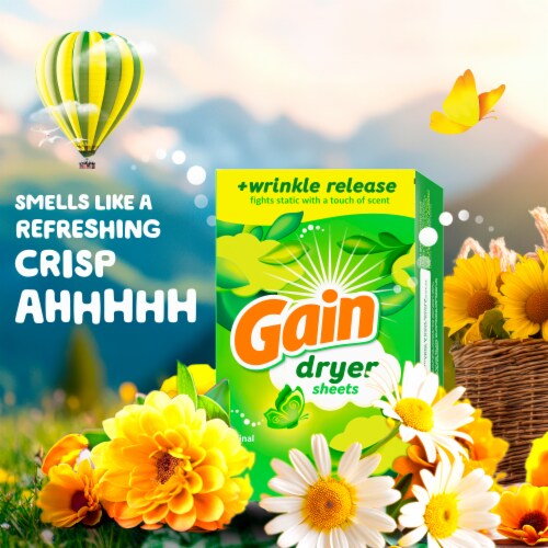 Gain Original Fabric Softener Dryer Sheets Perspective: left