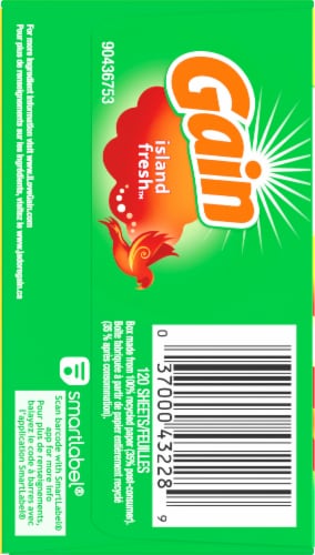 Gain Island Fresh Dryer Sheets Perspective: left