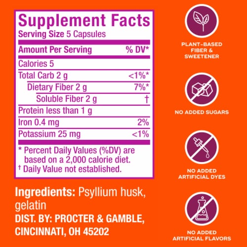 Metamucil Daily Fiber Capsules Perspective: left