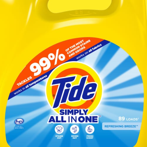 Tide Simply Clean & Fresh Liquid Laundry Detergent, Refreshing Breeze, 89 loads, 128 fl oz Perspective: left