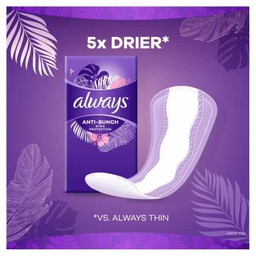 Always® Xtra Protection Anti-Bunch Regular Daily Liners Perspective: left