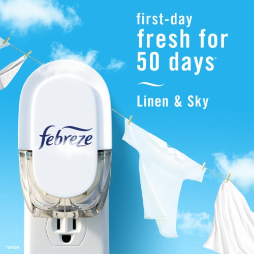 Febreze Fade Defy PLUG Linen & Sky Scent Oil Air Freshener Dual Refill Perspective: left