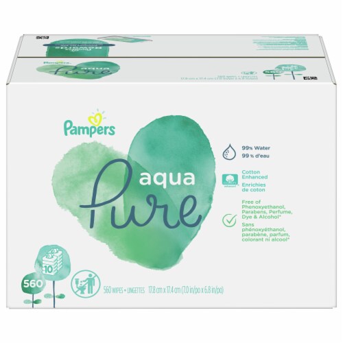 Pampers Fragrance Free Aqua Pure Baby Wipes Perspective: left