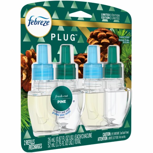 Febreze Plug Limited Edition Fresh Cut Pine Scented Oil Refills Perspective: left