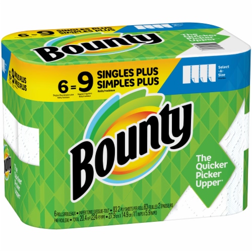 Bounty Select-A-Size Single Plus Roll Paper Towels, 6 rolls - Fry's Food  Stores