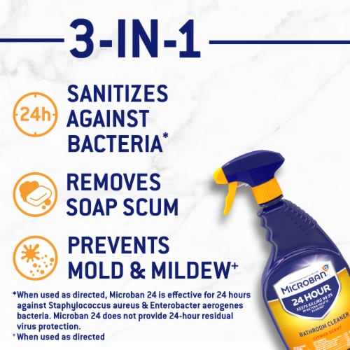 Microban 24 Hour Citrus Scent Bathroom Cleaner and Sanitizing Spray Perspective: left