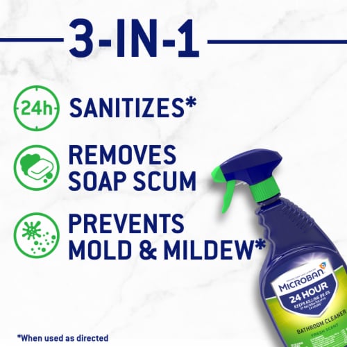 Microban Fresh Scent 24 Hour Bathroom Cleaner and Sanitizing Spray Perspective: left
