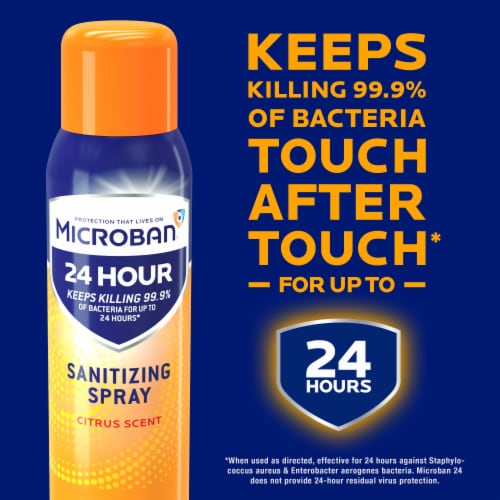 Microban Citrus Scent 24 Hour Disinfectant Sanitizing Spray Perspective: left