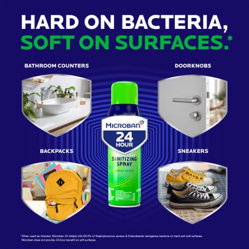 Microban Fresh Scent Disinfectant Sanitizing Spray Perspective: left
