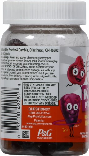 Align Kids Mixed Fruit Probiotic Gummies Perspective: left