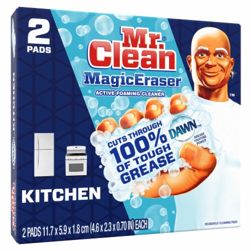 Mr. Clean Magic Eraser Kitchen Cleaning Pads with Dawn and Durafoam Perspective: left