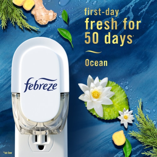 Febreze Origins Fade Defy PLUG Air Freshener & Odor Fighter Ocean Dual Oil Refills Perspective: left