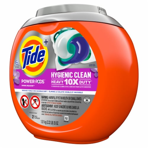 Tide Spring Meadow Hygienic Clean Heavy Duty Power Pods Laundry Detergent Pods Perspective: left
