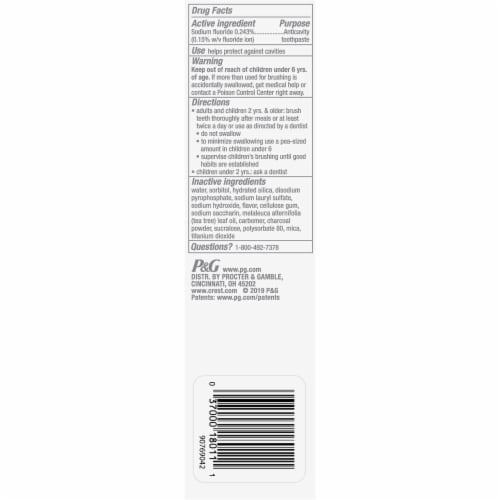 Crest Charcoal 3D White Toothpaste Whitening Therapy with Tea Tree Oil Refreshing Mint flavor Perspective: left