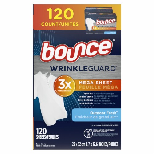 Bounce WrinkleGuard Outdoor Fresh Mega Fabric Softener Perspective: left