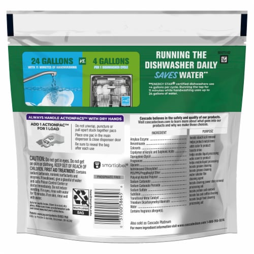 Cascade Platinum ActionPacs + Dishwasher Cleaner Fresh Scent Dishwasher Detergent Pods Perspective: left