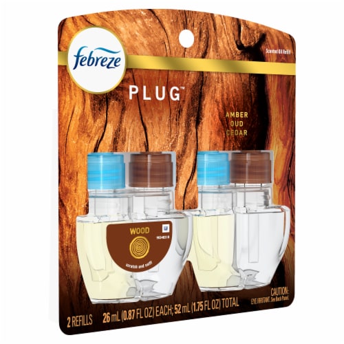 Febreze Wood Origins Fade Defy PLUG Air Freshener & Odor Fighting Oil Refills Perspective: left