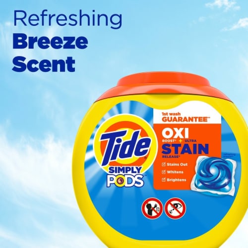 Tide Simply PODS Oxi Refreshing Breeze Liquid Laundry Detergent Pacs Perspective: left