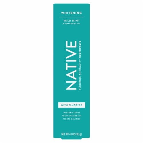Native Whitening Wild Mint & Peppermint Oil Fluoride Toothpaste Perspective: left