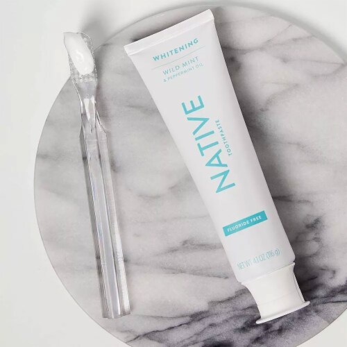 Native Whitening Wild Mint & Peppermint Oil Fluoride Free Toothpaste Perspective: left