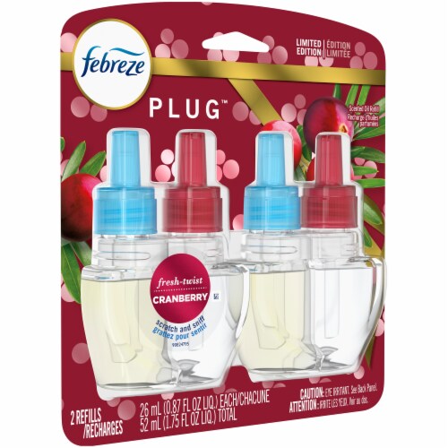 Febreze Plug Limited Edition Fresh Twist Cranberry Scented Oil Refills Perspective: left