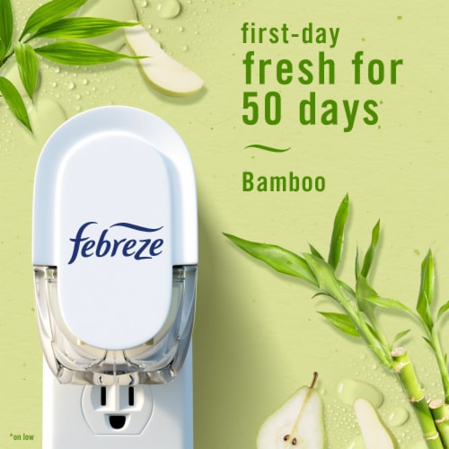 Febreze Bamboo LIGHT Fade Defy PLUG Air Freshener Starter Kit & Single Oil Refill Perspective: left