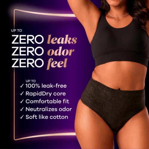 Always Discreet Boutique Black Low-Rise Maximum Size Small/Medium Incontinence Underwear Perspective: left