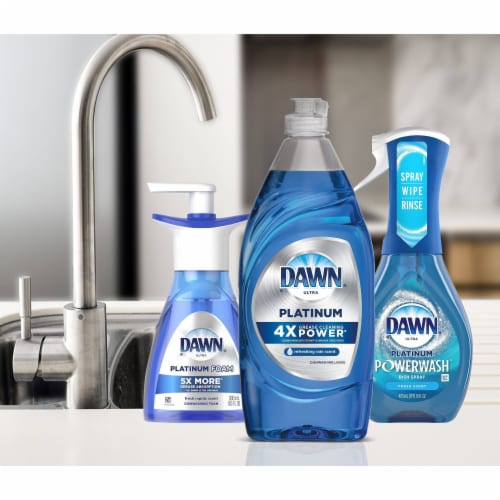 Dawn Platinum Refreshing Rain Scent Dishwashing Liquid Dish Soap Perspective: left