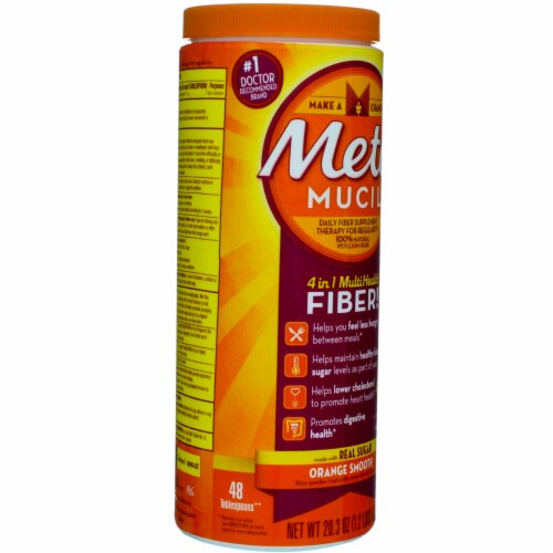 Metamucil Orange Smooth Fiber Powder Dietary Supplement Perspective: left