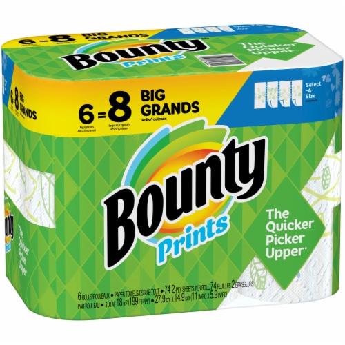 Bounty Prints Select-A-Size Big Roll Paper Towels Perspective: left