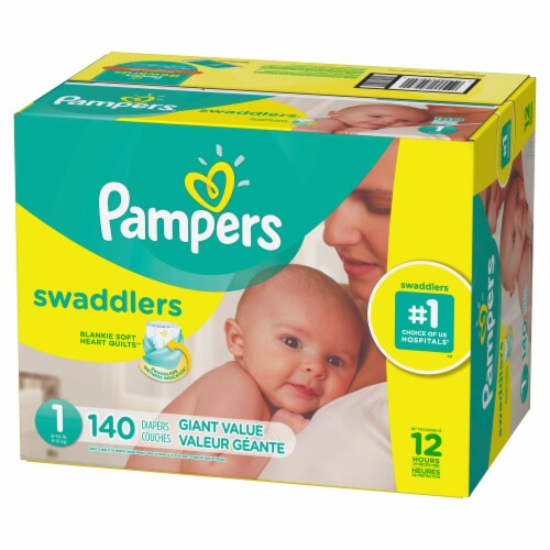 Pampers Swaddlers Size 1 Newborn Diapers Perspective: left