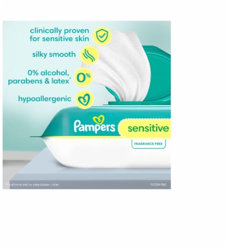 Pampers Sensitive Fragrance Free Baby Wipes Perspective: left