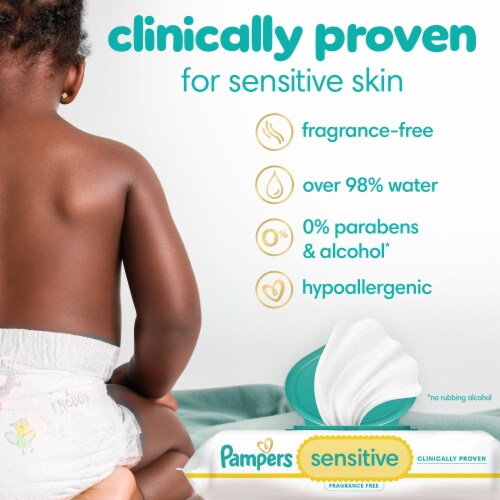 Pampers Sensitive Fragrance Free Baby Wipes Perspective: left