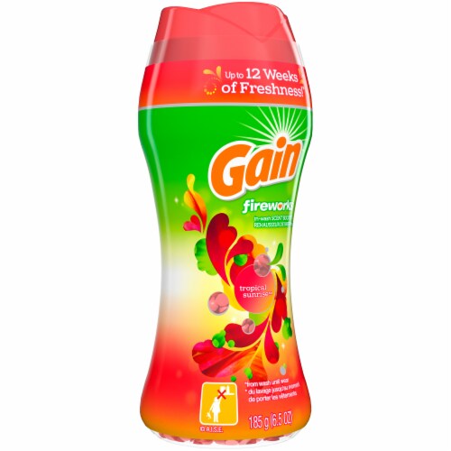 Gain Fireworks Tropical Sunrise In Wash Scent Booster Fabric Refreshers Perspective: left