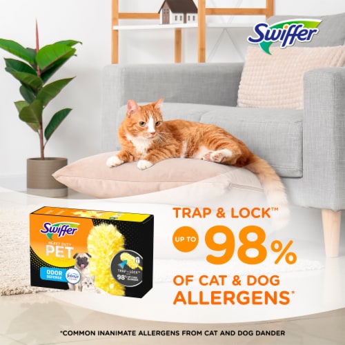 Swiffer Duster Multi-Surface Pet Heavy Duty Refills with Febreze Odor Defense Perspective: left