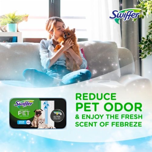 Swiffer Sweep + Mop, Dry Pads Refill, Floor Cleaner, Cleaning Cloths, Heavy Duty, Pet, 20ct Perspective: left